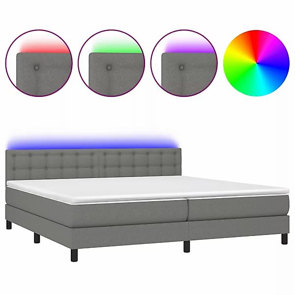 vidaXL Boxspringbett Boxspringbett mit Matratze LED Dunkelgrau 200x200 cm S günstig online kaufen