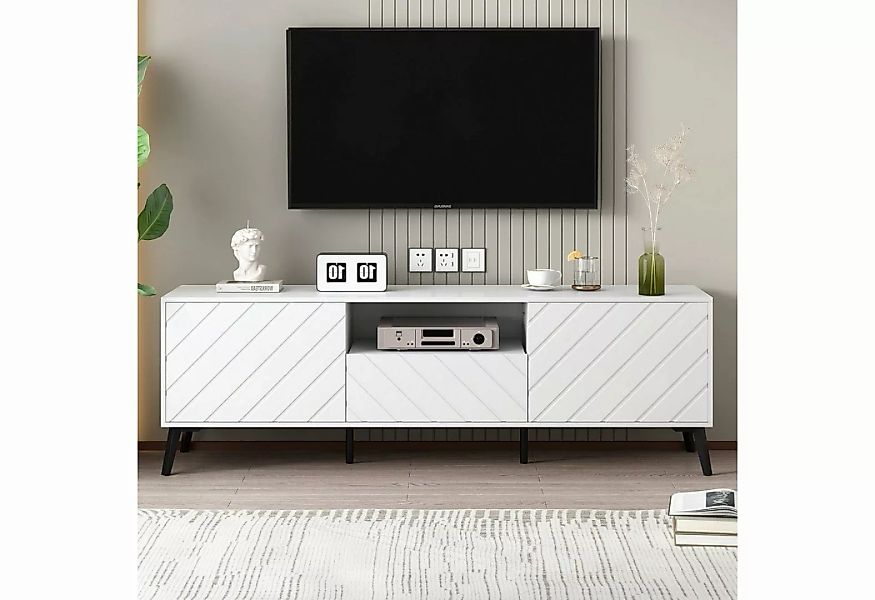 Celya TV-Schrank mit 2 Türen und 1 Schubladen,1,7 Meter langer weißer TV-Sc günstig online kaufen