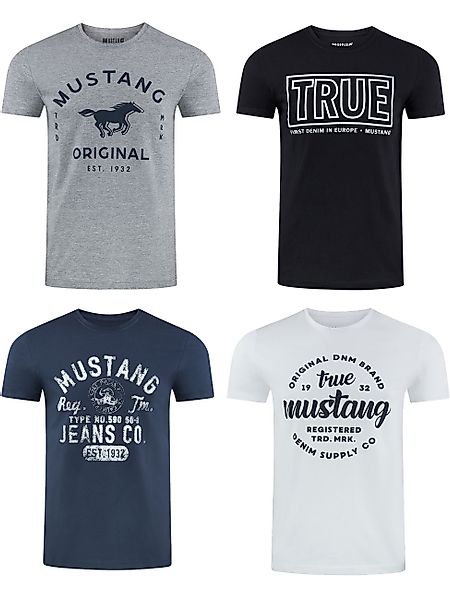 MUSTANG Tshirt Herren Baumwolle Regular Fit 4er Pack günstig online kaufen