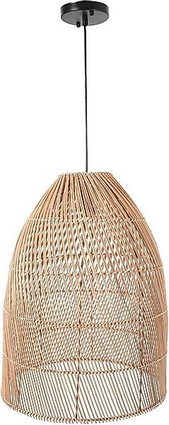 VIVANNO Hängeleuchte Rattan PURE Rund - Beige Geflochten, ohne Leuchtmittel günstig online kaufen