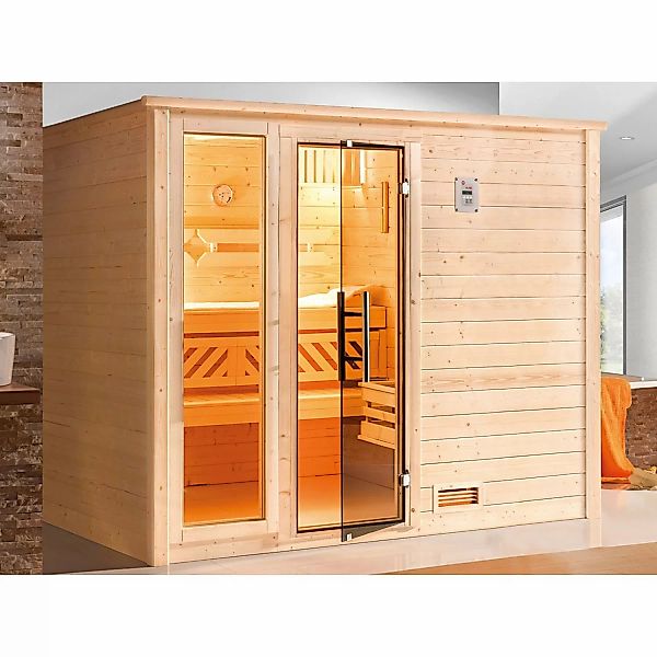 Weka Massivholz-Sauna 531 BioS Set Gr. 4 mit Glastür und Fensterelement günstig online kaufen