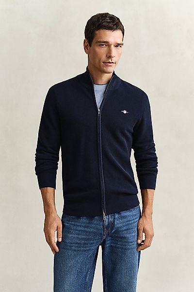 Gant Strickjacke MICRO TEXTURED COTTON ZIP Regular fit mit Stehkragen günstig online kaufen