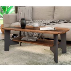 Großer Couchtisch modern in Holz Antik Optik Dunkelgrau günstig online kaufen