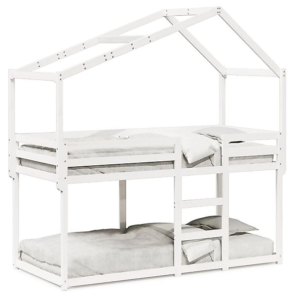 vidaXL Etagenbett mit Dach Weiß 80x200 cm Massivholz Kiefer 3282042 günstig online kaufen