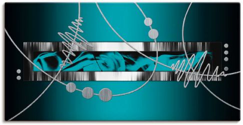 Artland Wandbild »Silber abstrakt auf petrol« Gegenstandslos 1 Stk. tlg. al günstig online kaufen