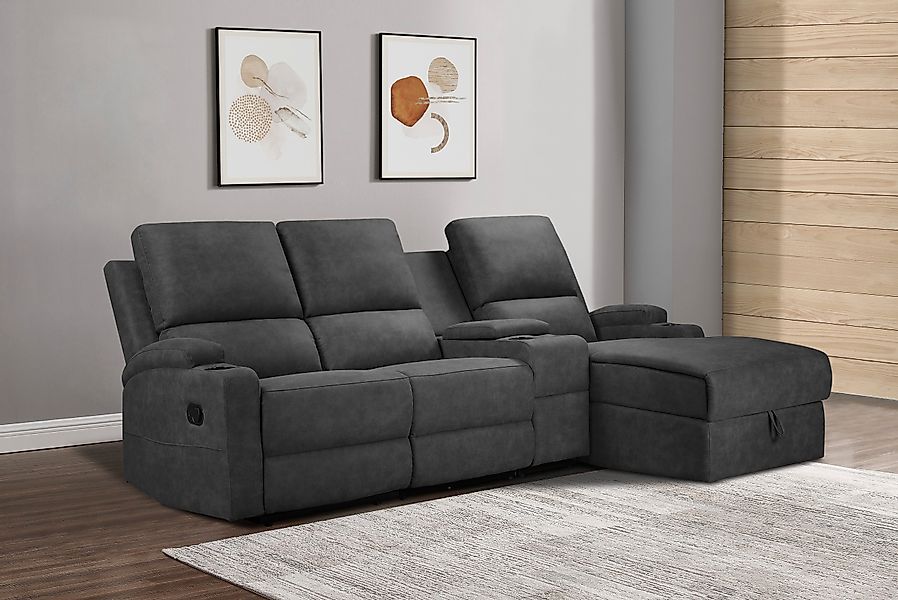 Home affaire Ecksofa "NAPORI Multimediasofa, 3er Kinosessel XXL, L-Form, 3 günstig online kaufen