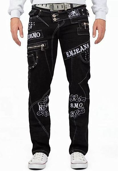 Kosmo Lupo 5-Pocket-Jeans Auffällige Herren Hose BA-KM051-1 Schwarz W36/L34 günstig online kaufen