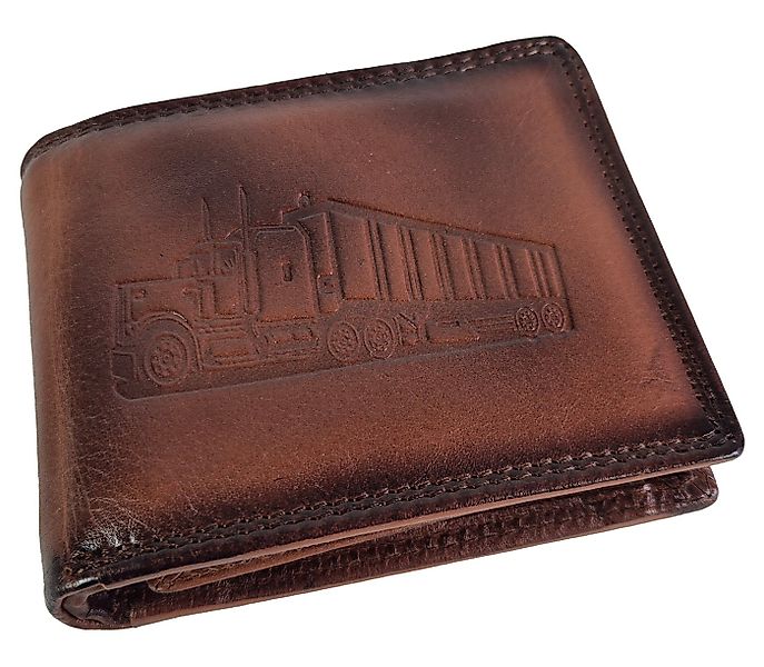 Einkaufszauber Geldbörse Echt Leder Herren Geldbeutel LKW Fernfahrer Truck, günstig online kaufen