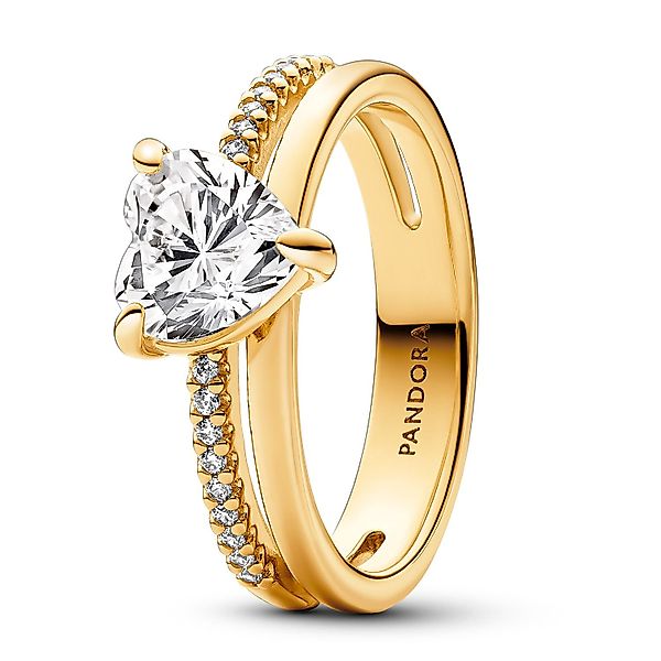 Pandora Fingerring Doppelschiene mit Herz Goldfarben günstig online kaufen