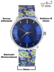 crystal blue Quarzuhr Damenuhr analog Milanaise günstig online kaufen