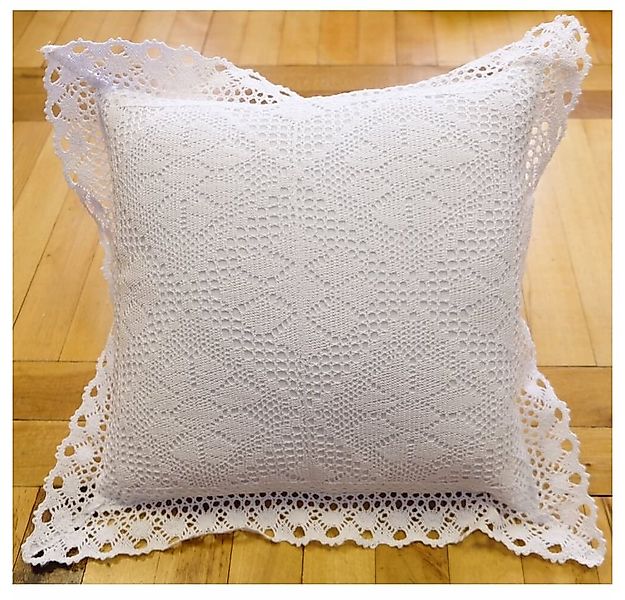 matches21 HOME & HOBBY Kissenbezüge Kissen-Bezug weiß Häkel-Kante 40x40 cm günstig online kaufen