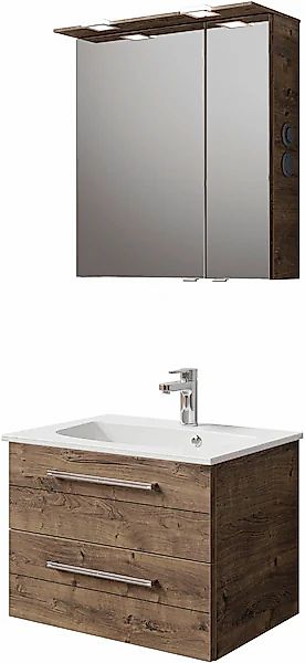 Saphir Badmöbel-Set »Serie 6025 2-teilig Mineralmarmor-Waschtisch mit LED-S günstig online kaufen