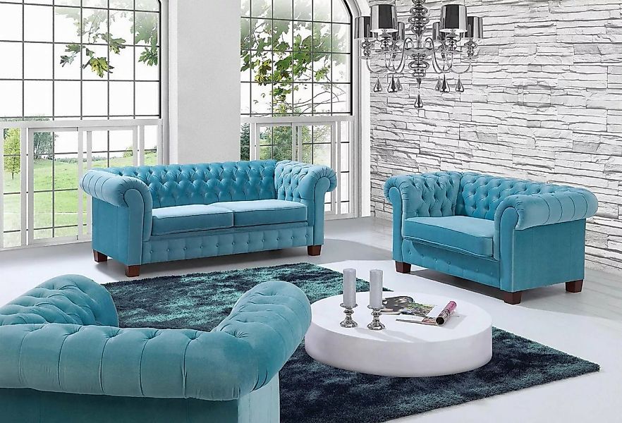 Xlmoebel Sofa Neu Chesterfield 3-Sitzer Stoffsofa Wohnzimmer Sitzbank Samti günstig online kaufen