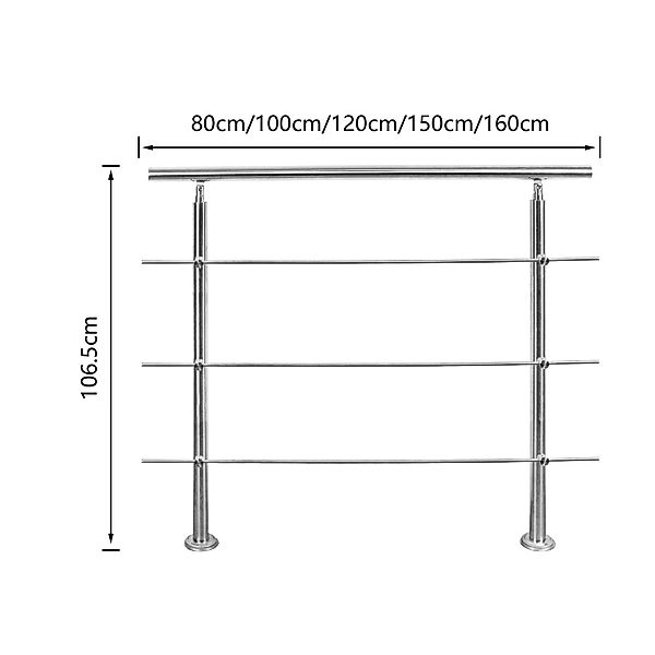 Clanmacy Treppengeländer Geländer Edelstahl Handlauf 80-160cm günstig online kaufen