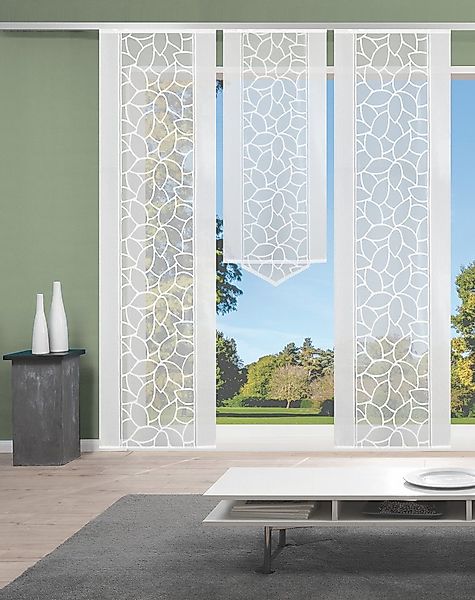 HOME WOHNIDEEN Schiebegardine JENNA (3 St), Klettband, halbtransparent, Sch günstig online kaufen