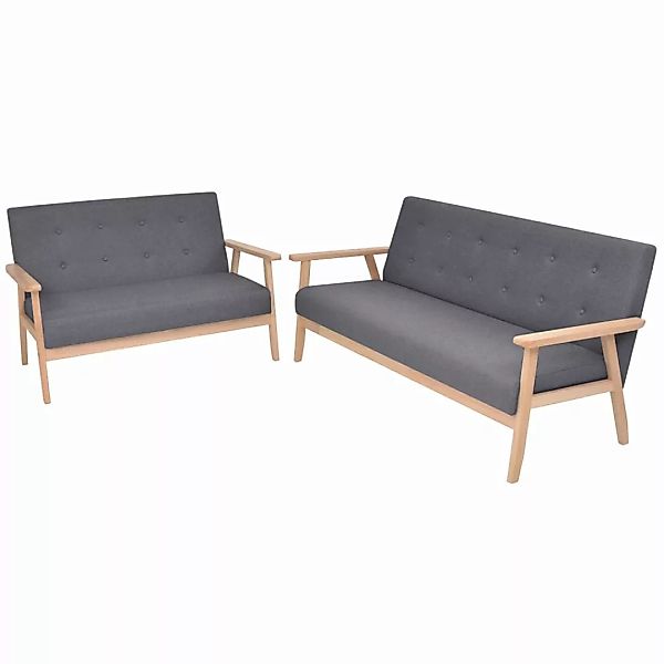 Sofa-set 2-tlg. Stoff Dunkelgrau günstig online kaufen
