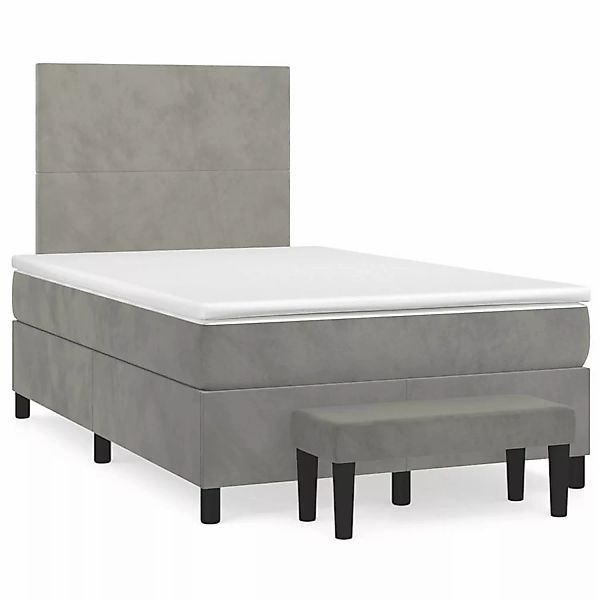 vidaXL Boxspringbett mit Matratze Hellgrau 120x200 cm Samt1357133 günstig online kaufen