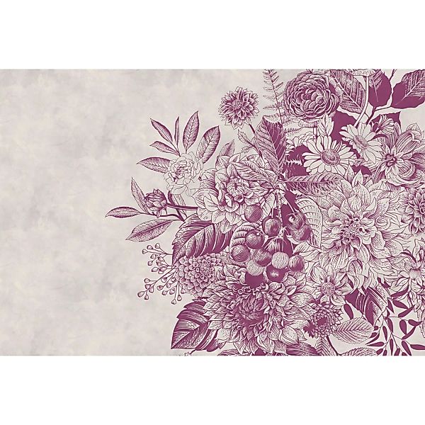 Fototapete Blumen Floral Beige Magenta 4,00 m x 2,70 m FSC® günstig online kaufen