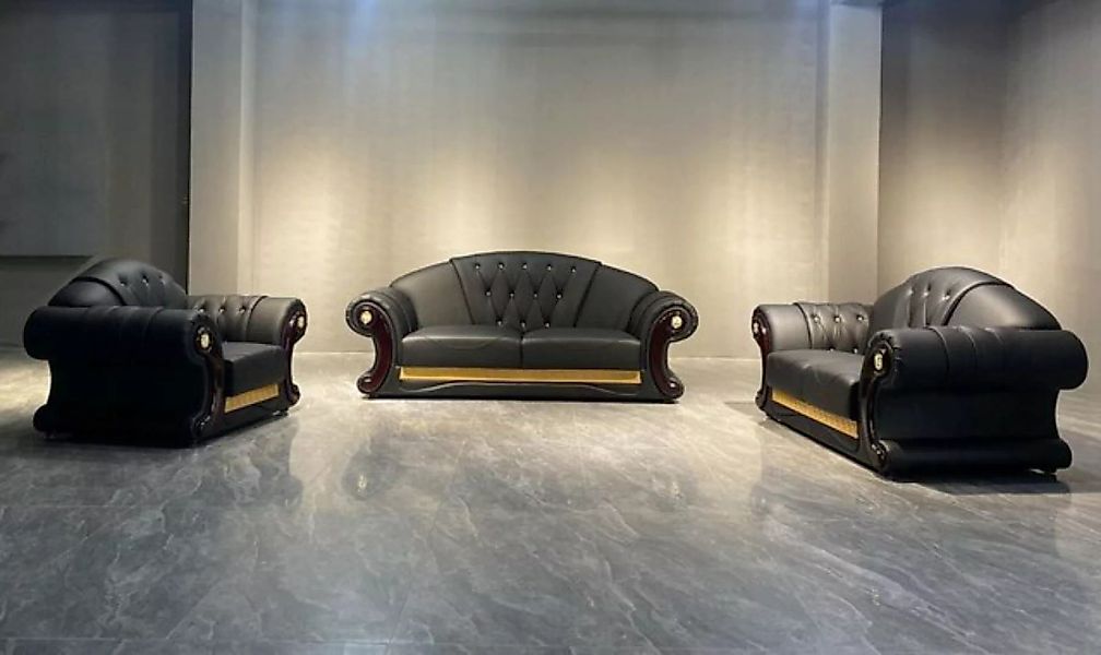 JVmoebel Sofa Ledersofa Couch 3tlg. Set Garnitur Sofa Couchgruppe Garniture günstig online kaufen