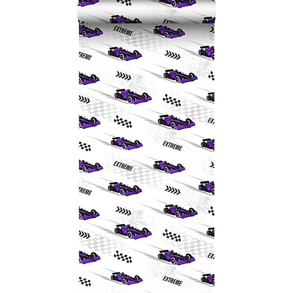 Sanders & Sanders Tapete Rennwagen Lila 50 x 900 cm günstig online kaufen