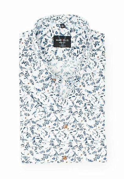 MARVELIS Kurzarmhemd Kurzarmhemd - Body Fit - Florales Muster - Bleu günstig online kaufen