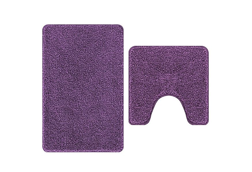 vidaXL Badematte Lila 2-teiliges Badematten-Set Lila Polypropylen Rutschfes günstig online kaufen