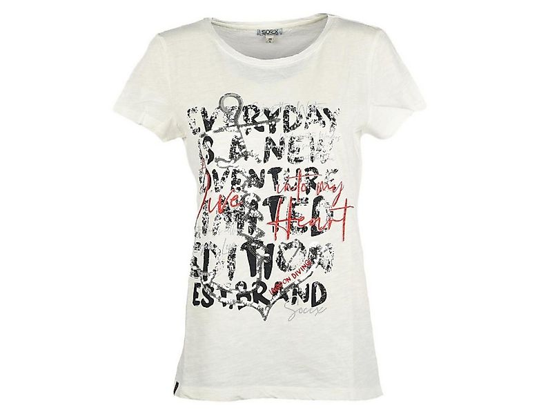 SOCCX T-Shirt Damen mit Pailletten-Artwork Lagoon Diving günstig online kaufen