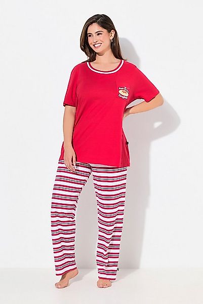 Ulla Popken Pyjama Pyjama Ringelhose Rundhals Halbarm Taschen günstig online kaufen