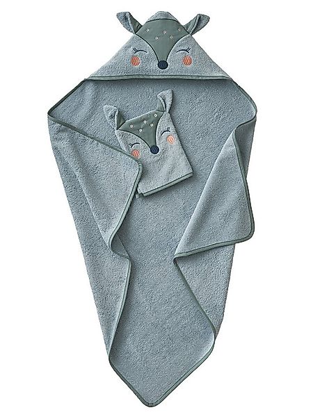 vertbaudet Kapuzenhandtuch Baby-Set: Badetuch und Waschhandschuh REH günstig online kaufen