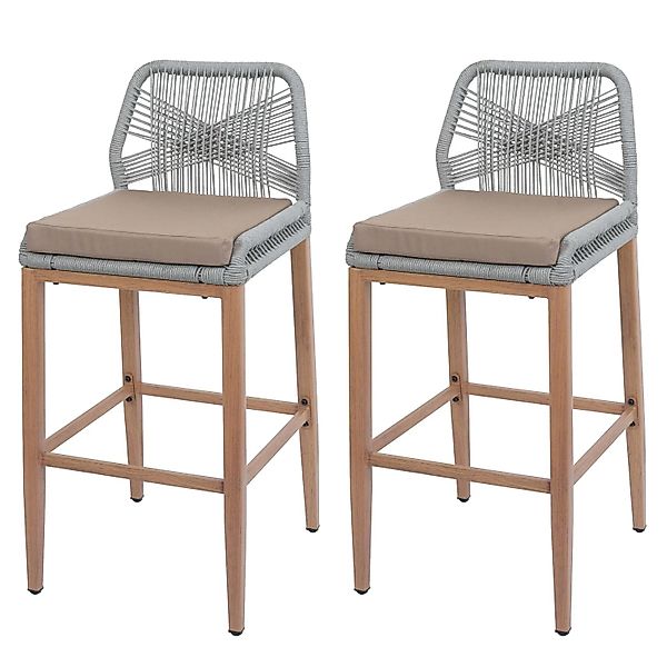 Proregal 2er-Set Rope-Barhocker HxBxT 101x45x50 cm Sitzhöhe 76cm Hellgrau K günstig online kaufen