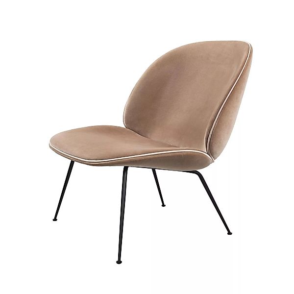 Gubi - Beetle Lounge Sessel mit Samt und Gestell Schwarz - beige/Samt Vellu günstig online kaufen