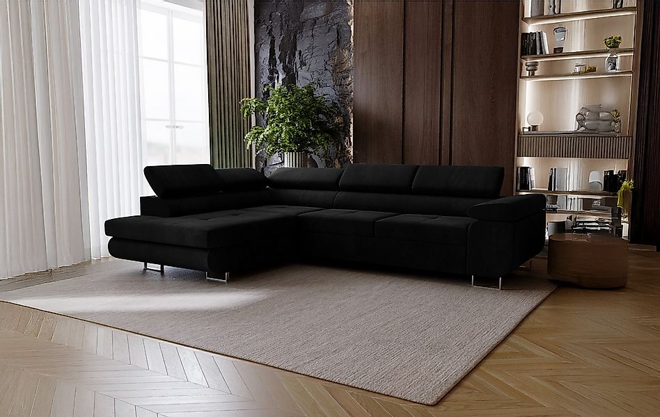 Goldstoff Ecksofa mit Schlaffunktion - Designersofa, Sofa mit Bettfunktion günstig online kaufen