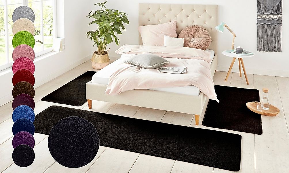 HANSE Home Bettumrandung Shashi, Höhe 8 mm, (3-tlg), Kurzflor, Unifarben, T günstig online kaufen