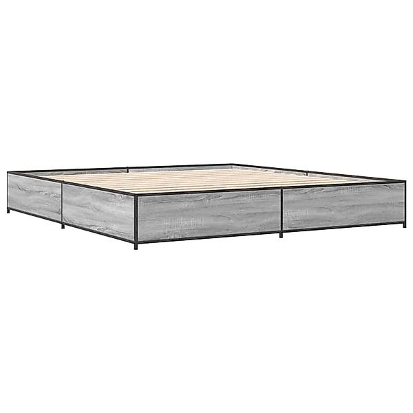 vidaXL Bettgestell Grau Sonoma 200x200 cm Holzwerkstoff und Metall 3279825 günstig online kaufen