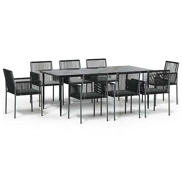 vidaXL 9-Tlg Garten-Essgruppe mit Kissen Schwarz Poly Rattan Stahl 3187072 günstig online kaufen