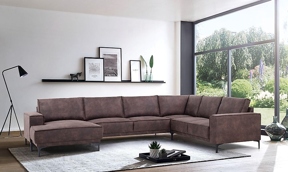 Places of Style Wohnlandschaft "XXL Sofa Oland, Struktur, Flachgewebe, Luxu günstig online kaufen