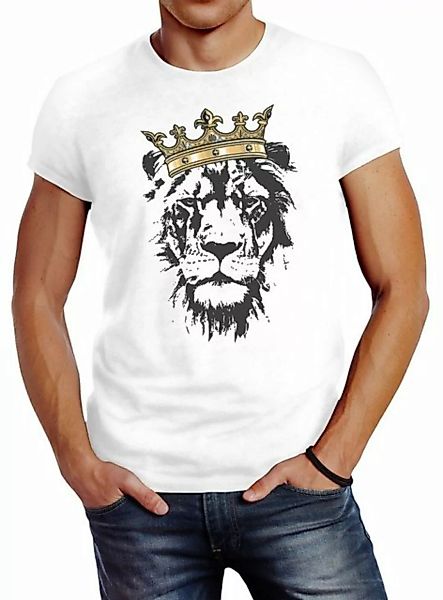 Neverless Print-Shirt Herren T-Shirt König der Tiere Löwen-Kopf mit Krone S günstig online kaufen