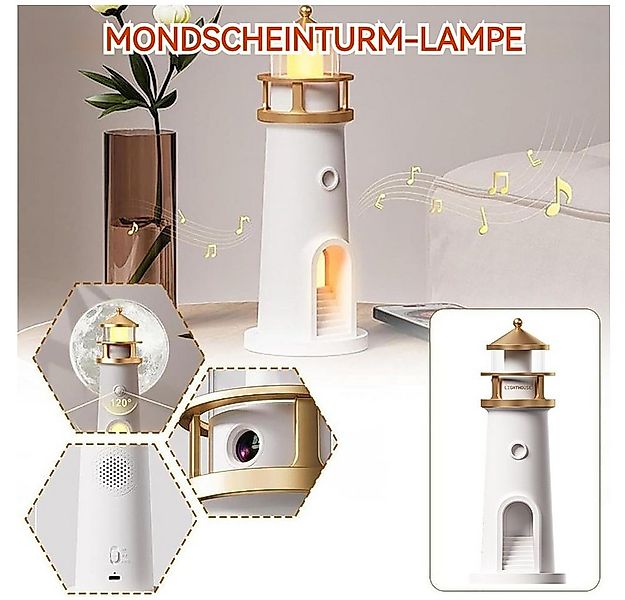 QUBEBU LED Nachtlicht LED Leuchtturm Lampe, Mondprojektion Leuchtturm Lampe günstig online kaufen