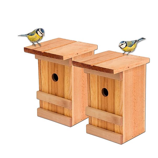 BigDean Vogelhaus 2x Meisennistkasten Massivholz 25,5x16x17cm öffnung 28mm günstig online kaufen