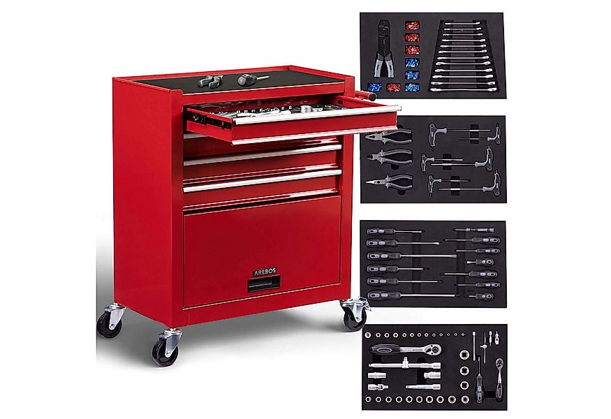 Arebos Werkstattwagen Rollwagen Werkzeugkiste Toolbox, mit Werkzeug, (81-tl günstig online kaufen