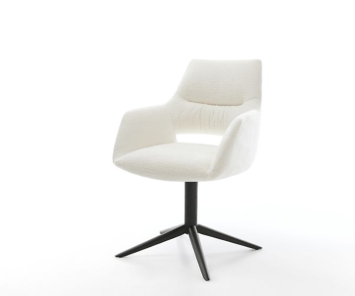 Drehstuhl Yago-Flex mit Armlehnen Bouclé Soft Beige Fußkreuz Schwarz 360° d günstig online kaufen