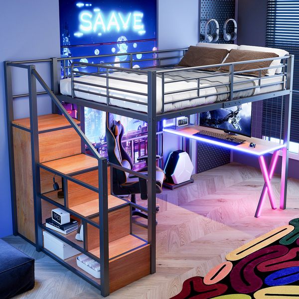 STILVORA Hochbett 140×200 Jugendbett mit matratze,Metallbett günstig online kaufen