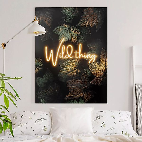 Leinwandbild - Hochformat Wild Thing goldene Blätter günstig online kaufen