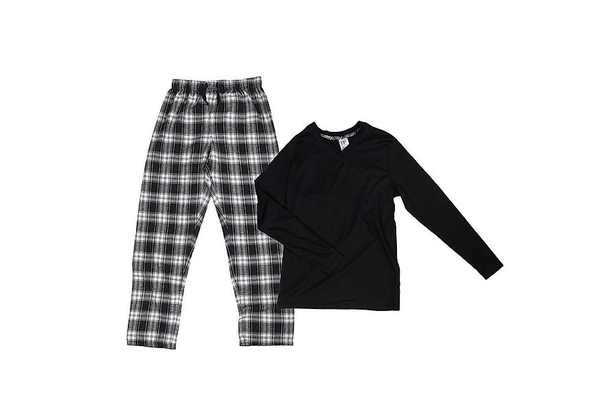 UP2FASHION MEN Pyjama Herren Flanell-Pyjama aus 100% Baumwolle, 2-teiliger günstig online kaufen