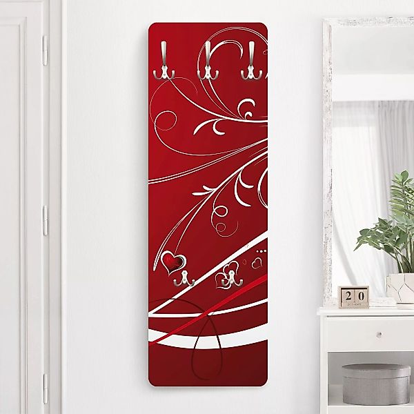 Wandgarderobe Holzpaneel Red Hearts günstig online kaufen