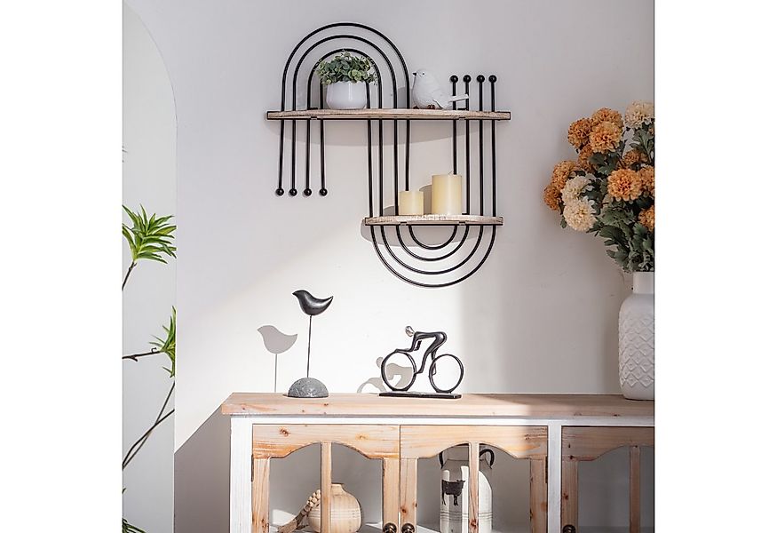 K&L Wall Art Deko-Wandregal Holz Metallregal Landhaus Hängeregal Vintage Ho günstig online kaufen