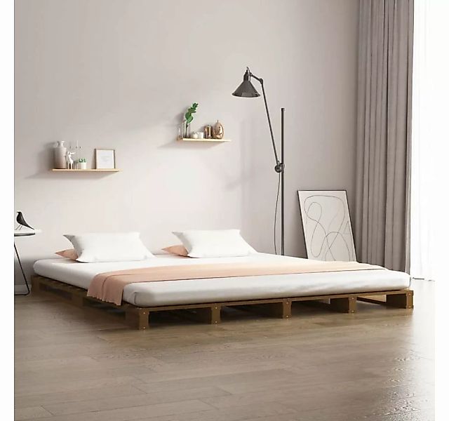furnicato Bett Palettenbett Honigbraun 120x200 cm Massivholz Kiefer günstig online kaufen