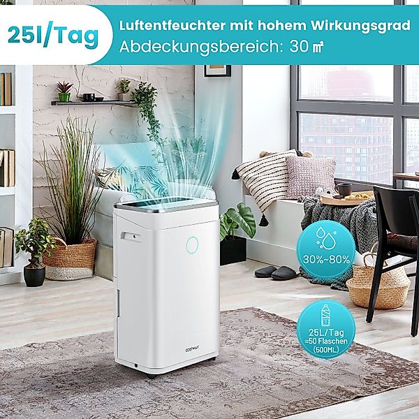 COSTWAY Luftentfeuchter, Entfeuchtung 25,00 l/Tag, Tank günstig online kaufen