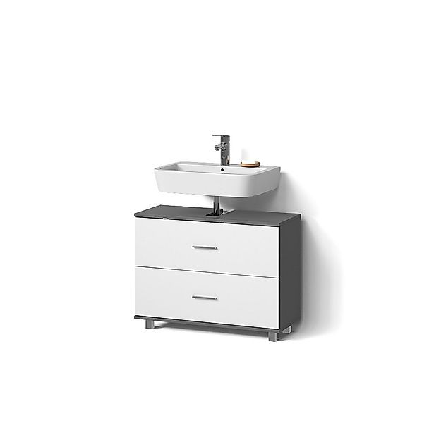 Livinity® Waschbeckenunterschrank Eisak, Anthrazit/Weiß/Weiß, 80 x 60.8 cm günstig online kaufen