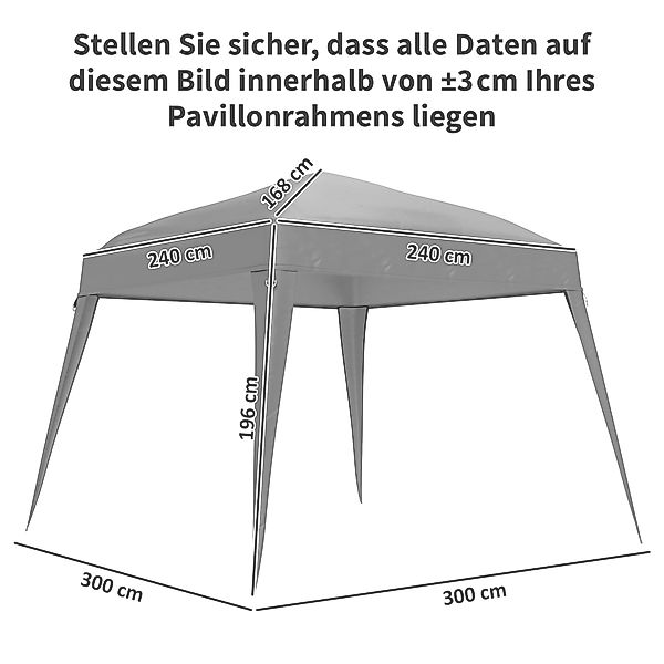 Outsunny Ersatzdach für Pavillon 3x3 m, Wasserabweisend stabil Winterfest P günstig online kaufen